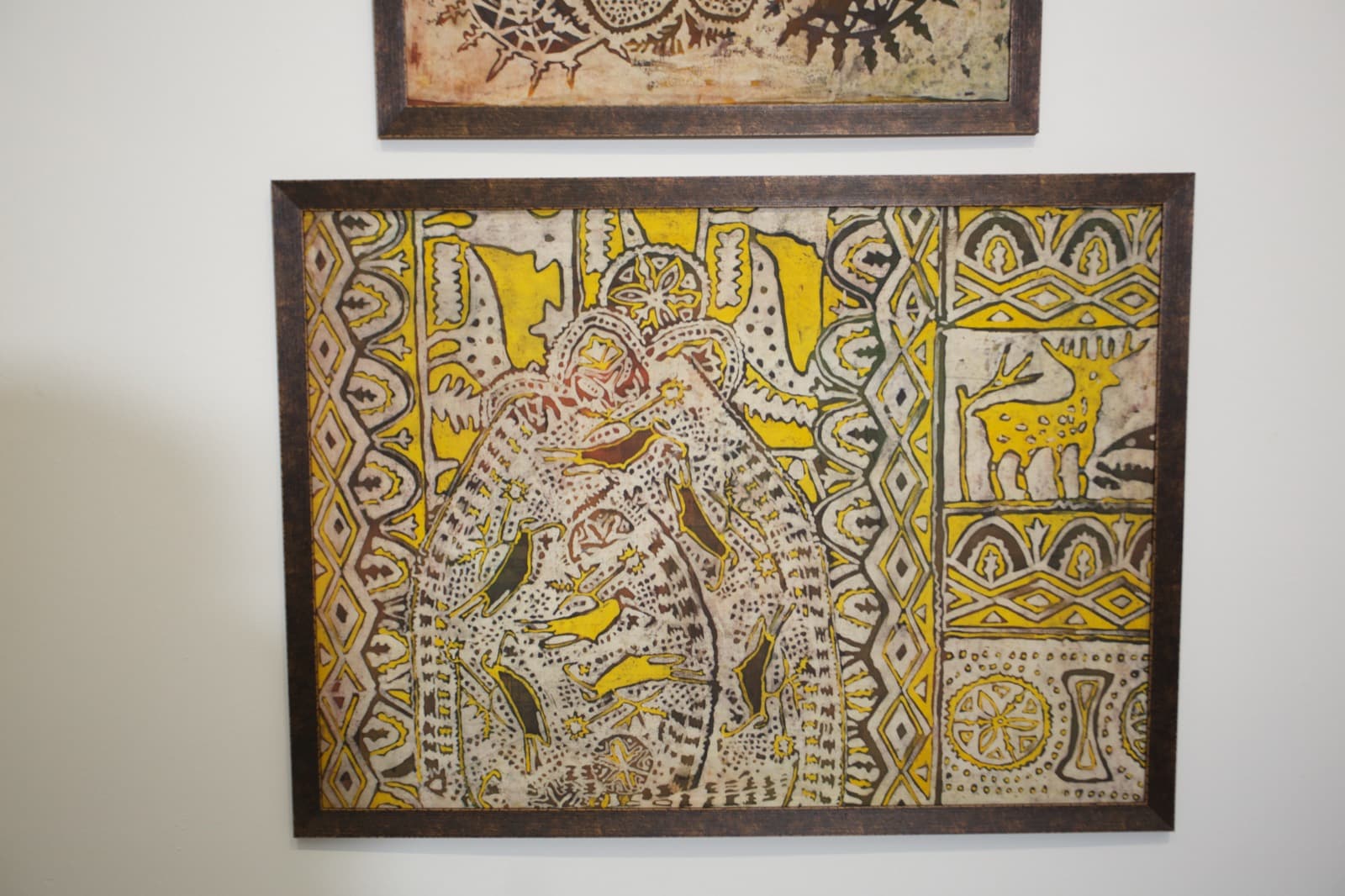 Wax Batik - Yellow Figure with Traditional Border